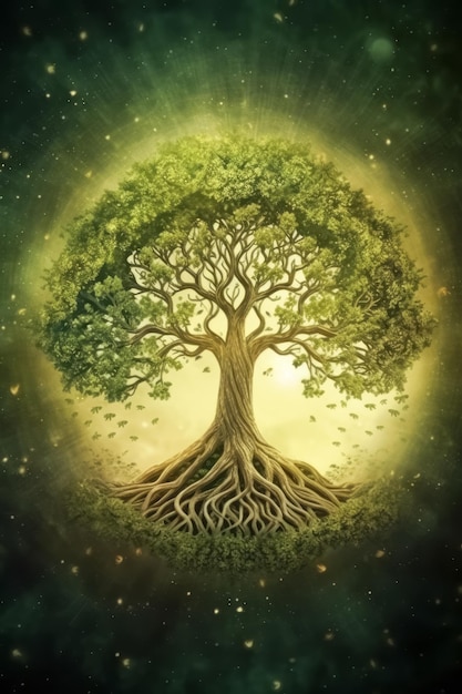 Mooie Tree of Life illustratie heilig symbool Individualiteit welvaart en groei concept
