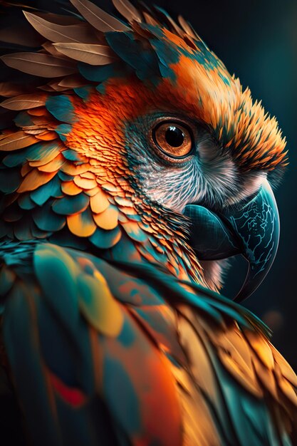Mooie tropische vogel warme heldere kleur AI