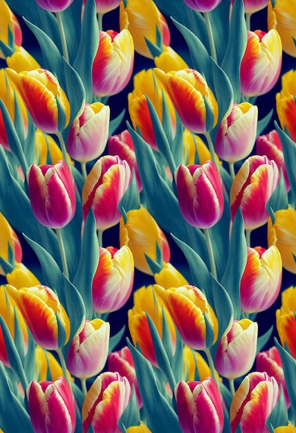 Mooie tulpen naadloze achtergrond Romantische bloemen luxe herhalende achtergrond 3D illustratie