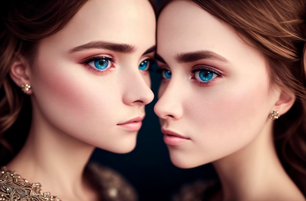 Mooie tweelingmeisjes Generatieve AI