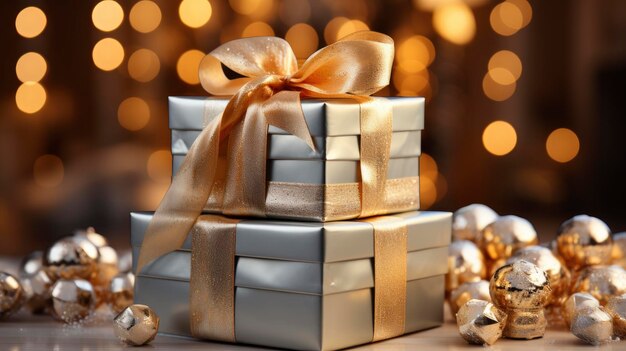 Mooie versierde kerstboom geschenk dozen achtergrond HD illustraties