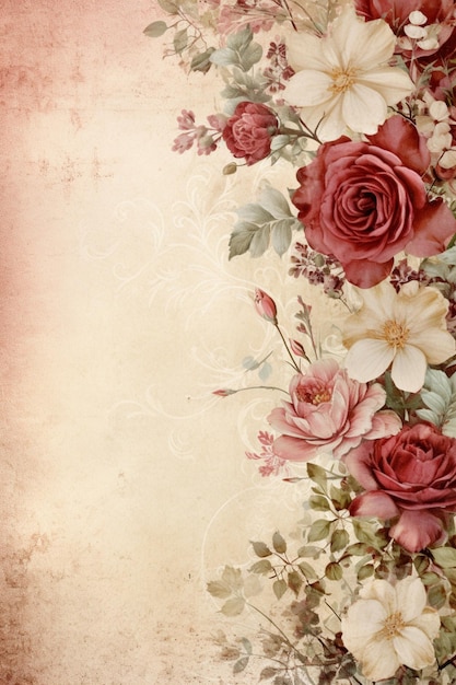 Mooie vintage bloemen stijl bloemen achtergrond AI gegenereerde afbeelding