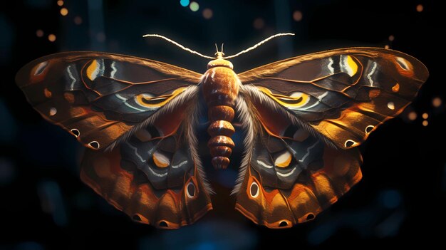 Mooie vlinder met gespreide vleugels op een donkere achtergrond