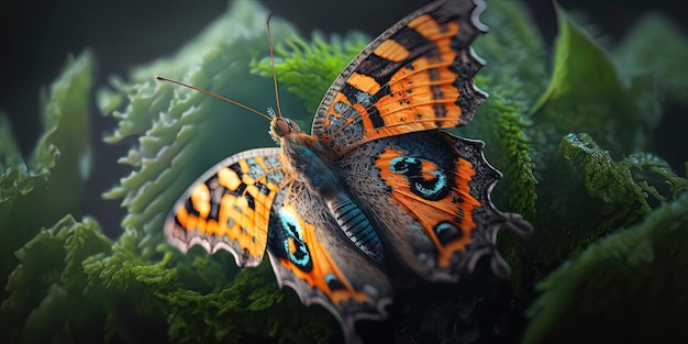Mooie vlinder op blad gegenereerd door AI