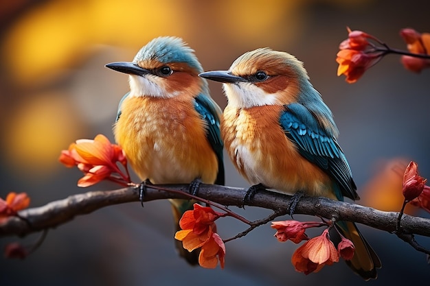 Mooie vogels op een boom-closeup in rauwe stijl