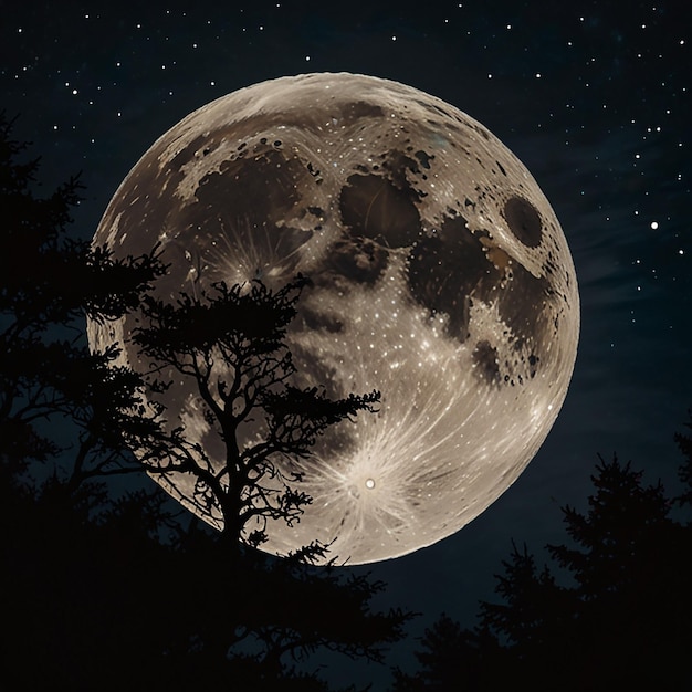 Foto mooie volle maan nacht mystieke spirituele straling
