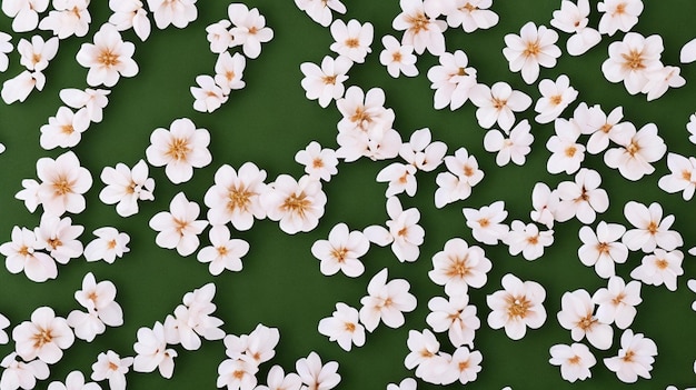 Mooie voorjaarsbloemen en bladeren op witte achtergrond met negatieve ruimte