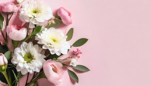 Mooie voorjaarsbloemen op een lichtroze achtergrond