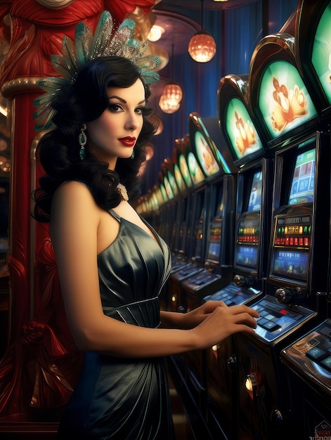 mooie vrouw die voor geld speelt in een casino