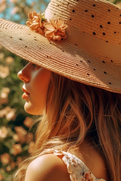 Mooie vrouw in de zomer met een hoed