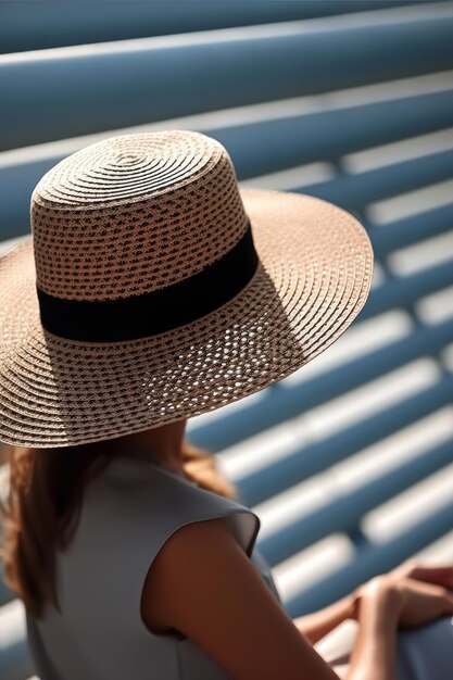 Foto mooie vrouw in de zomer met een hoed