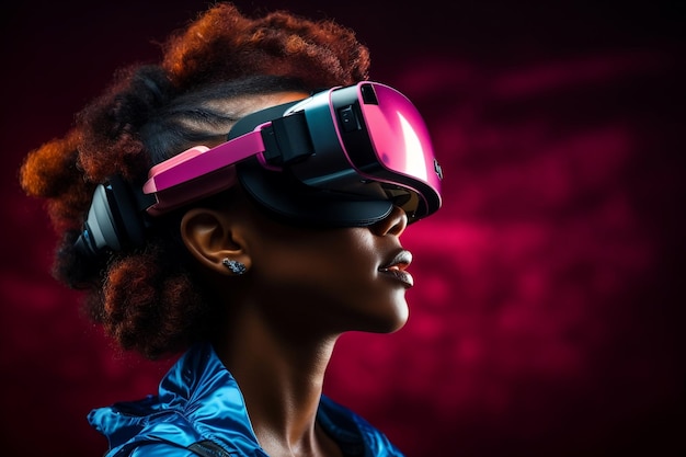 Mooie vrouw met een VR-bril Technologie digitaal Futuristisch apparaatinnovatieconcept