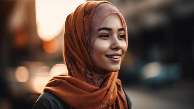 Mooie vrouw op een wazige achtergrond van de markt selectieve focus model