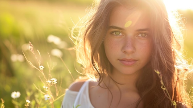 Mooie vrouw op grasveld