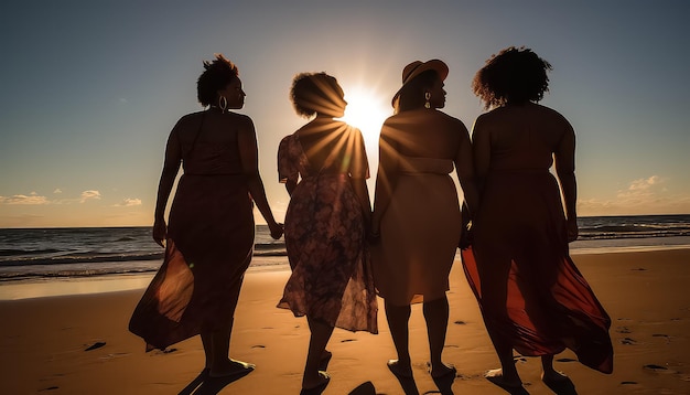 Mooie vrouwen in lange jurk genieten op het strand