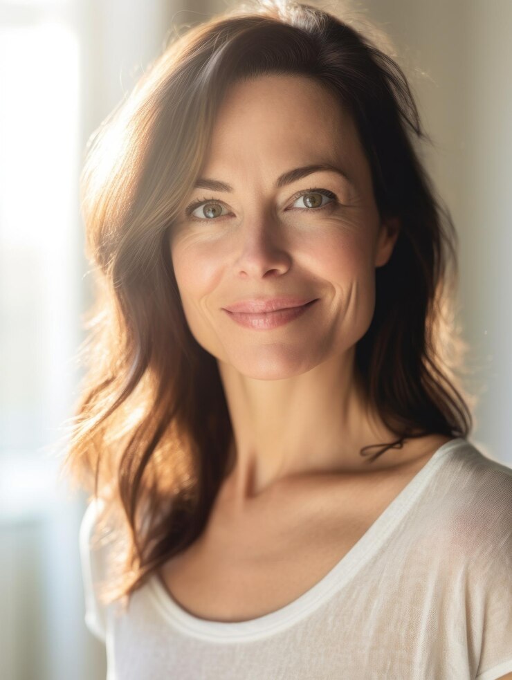 Mooie vrouwen van middelbare leeftijd glimlachen