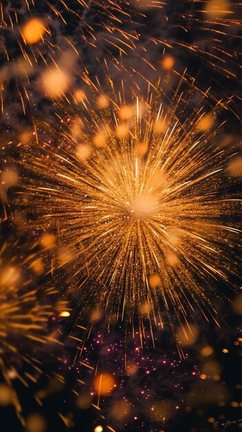 Mooie vuurwerk show met stadsbeeld's nachts voor de viering van het nieuwe jaar vuurwerk show
