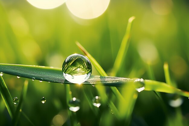 Mooie waterdruppel schittert op een grassprietje