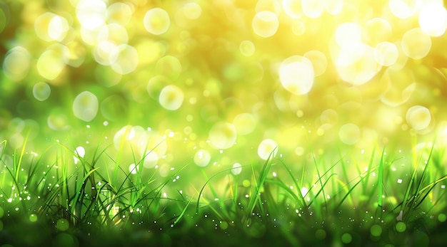 Mooie wazige achtergrond van natuurlijk groen gras en zacht zonlicht