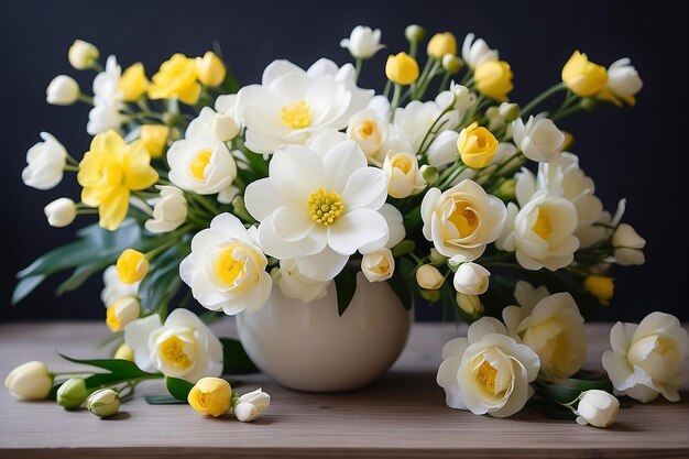 Mooie witte bloemen vrij eenvoudig boeket mooie lente en geurige bloemen met gele pestel