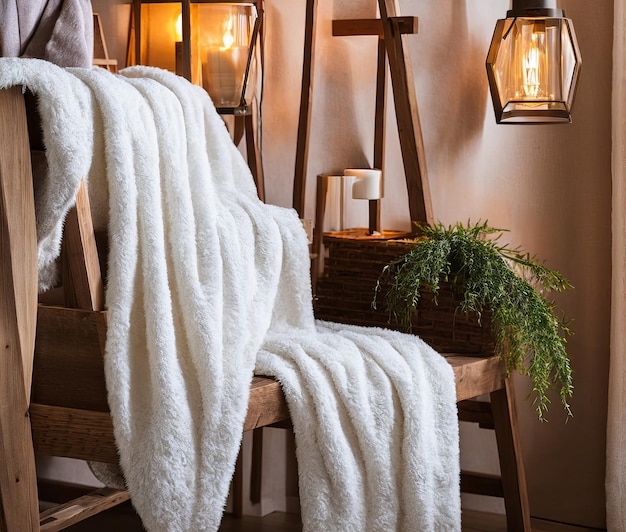 mooie witte handdoeken en kaarsen in een houten sauna