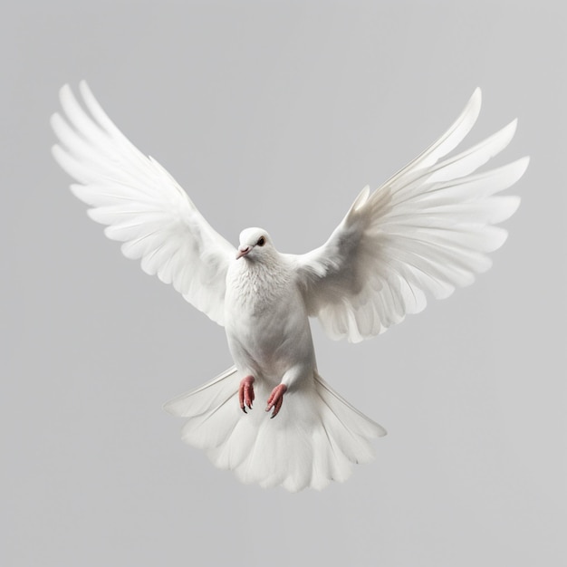 Mooie witte vredesduifvogel vliegende vleugels beeld op achtergrond AI gegenereerde kunst