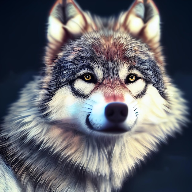 Mooie wolf portret 3D-rendering