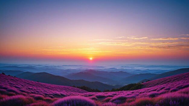 Mooie zomer kleurrijke vallei bij zonsopgang of zonsondergang Majestic adembenemende schoonheid bergvallei