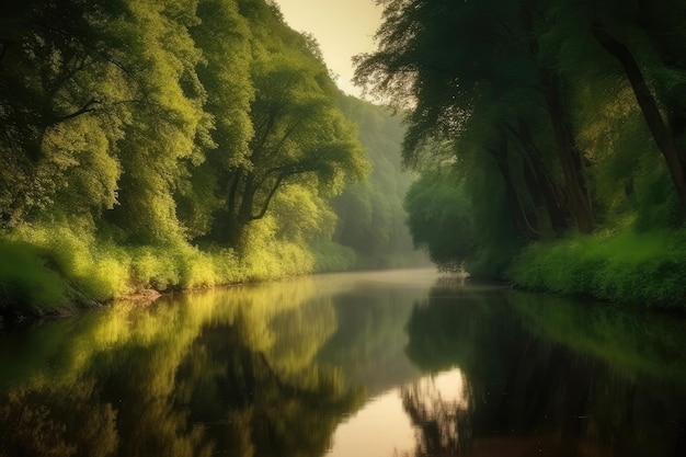 Mooie zomerse landschap rivier generatieve ai