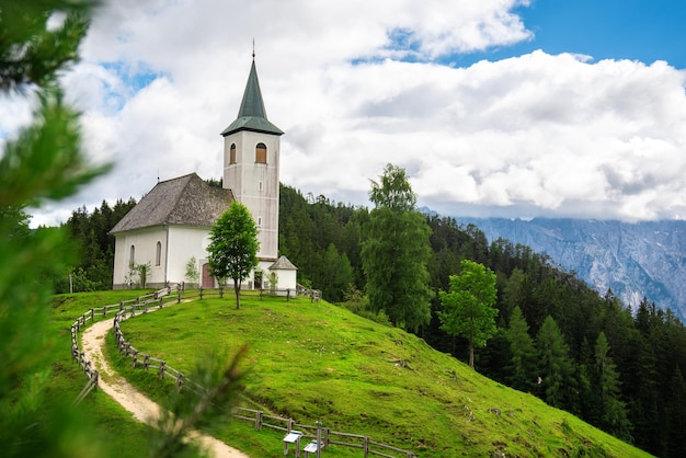Mooie zomerse uitzicht op de verbazingwekkende natuur van Slovenië. Logarska Dolina en Solcava panoramische weg.