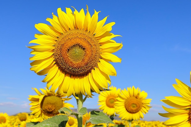 Mooie zonnebloem bloeien in de velden.