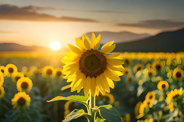 Mooie zonnebloem op het veld.