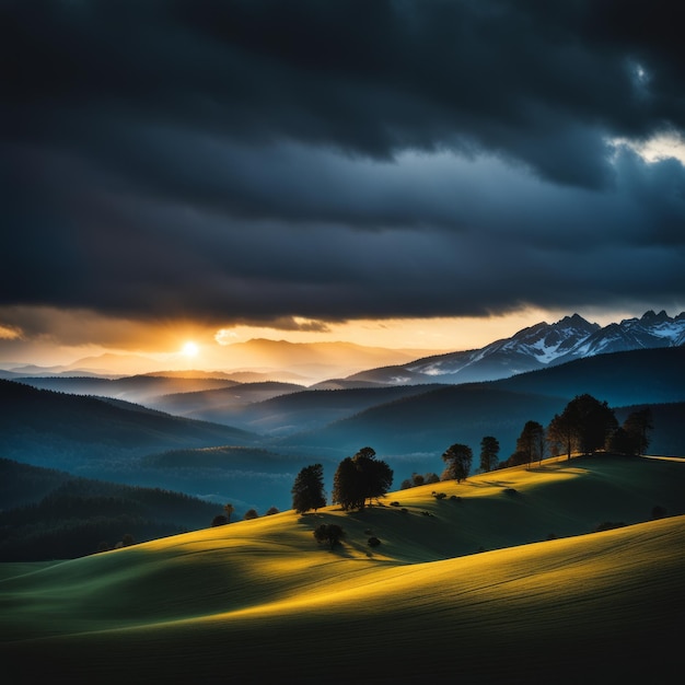 Mooie zonsondergang in de bergen Mooie zonsundergang in de mountains