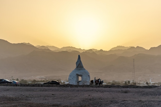 Mooie zonsondergang in Lagoona-strand Dahab Egypte