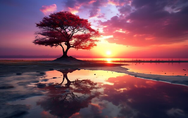 Mooie zonsondergang natuur verschillende kleuren