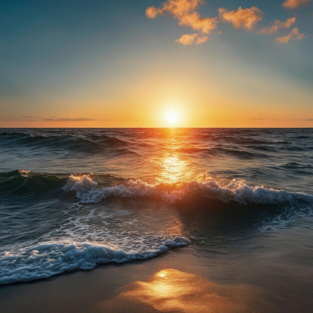 Mooie zonsondergang over de zee Mooie zonsundergang over de oceaan