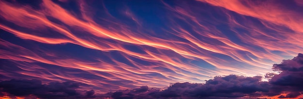 Mooie zonsonderganghemel boven wolken