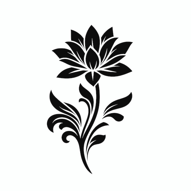Mooie zwarte lotusbloem op een witte achtergrond decoratief ontwerp Vector illustratie