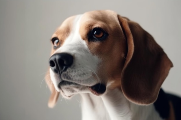Mooiste beagle lachende hond geïsoleerd op wit Generatieve AI