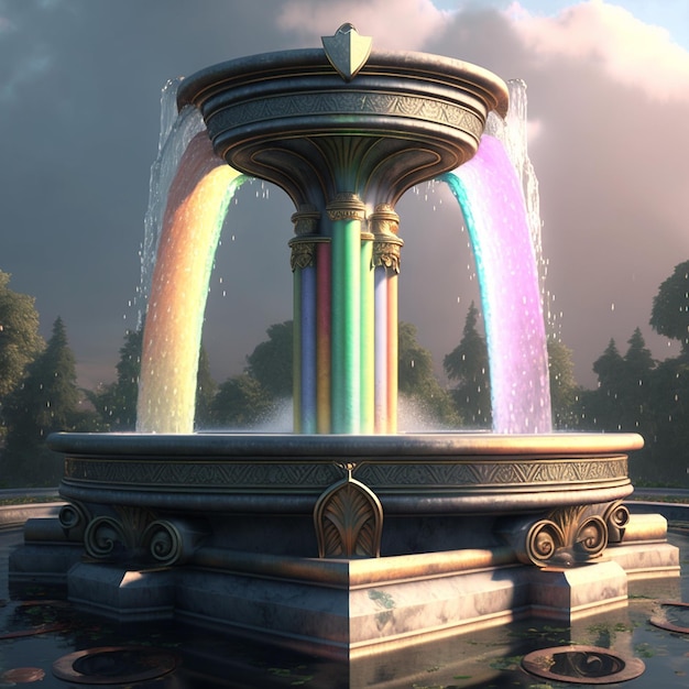 Mooiste fontein glinsterende regenboogbeelden Generatieve AI