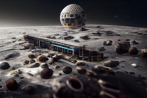 Moon base structures neural network generated art