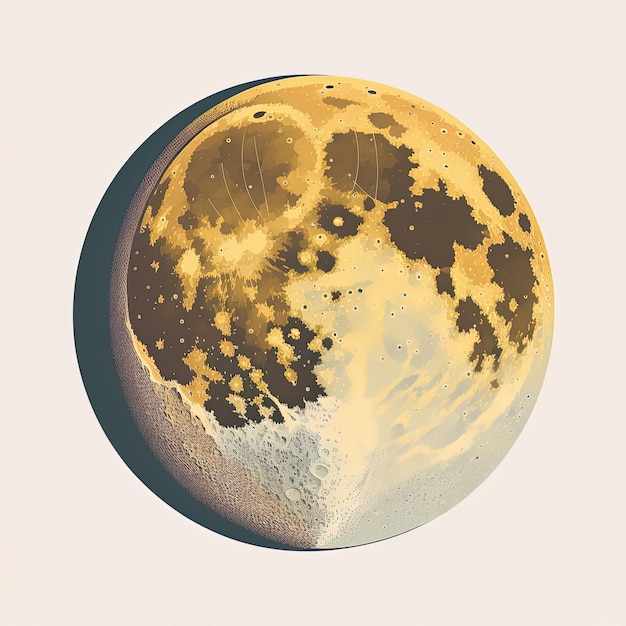 The moon beautiful flat style image illustration concept Generative Ai