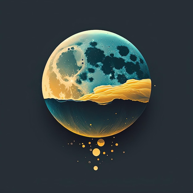 The moon beautiful flat style image illustration concept Generative Ai