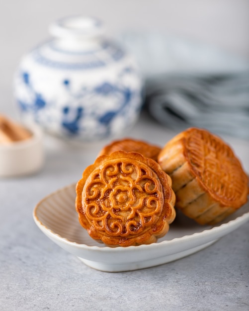 Moon cake chinese traditional pastry