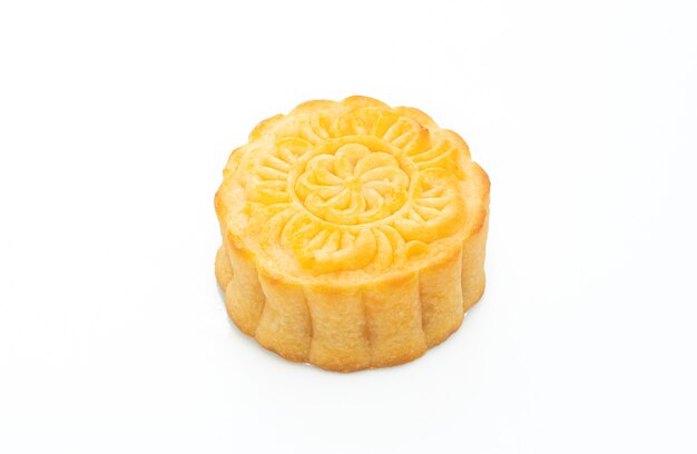 moon cake custard flavour isolated on white