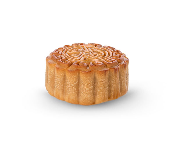 Moon cake isolated on white background.