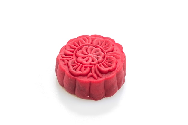 moon cake red velvet flavour isolated on white