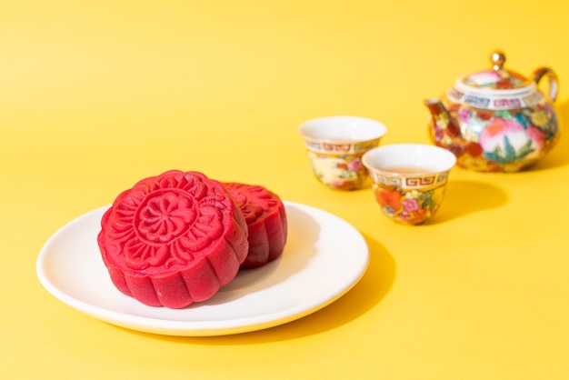 Moon cake red velvet flavour for Mid-Autumn Festival