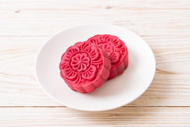 Foto moon cake rood fluwelen smaak voor mid-autumn festival