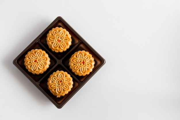 Moon cake on white background